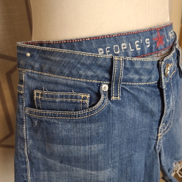people's liberation women's stretch denim shorts size 26 blue - Picture 3 of 12